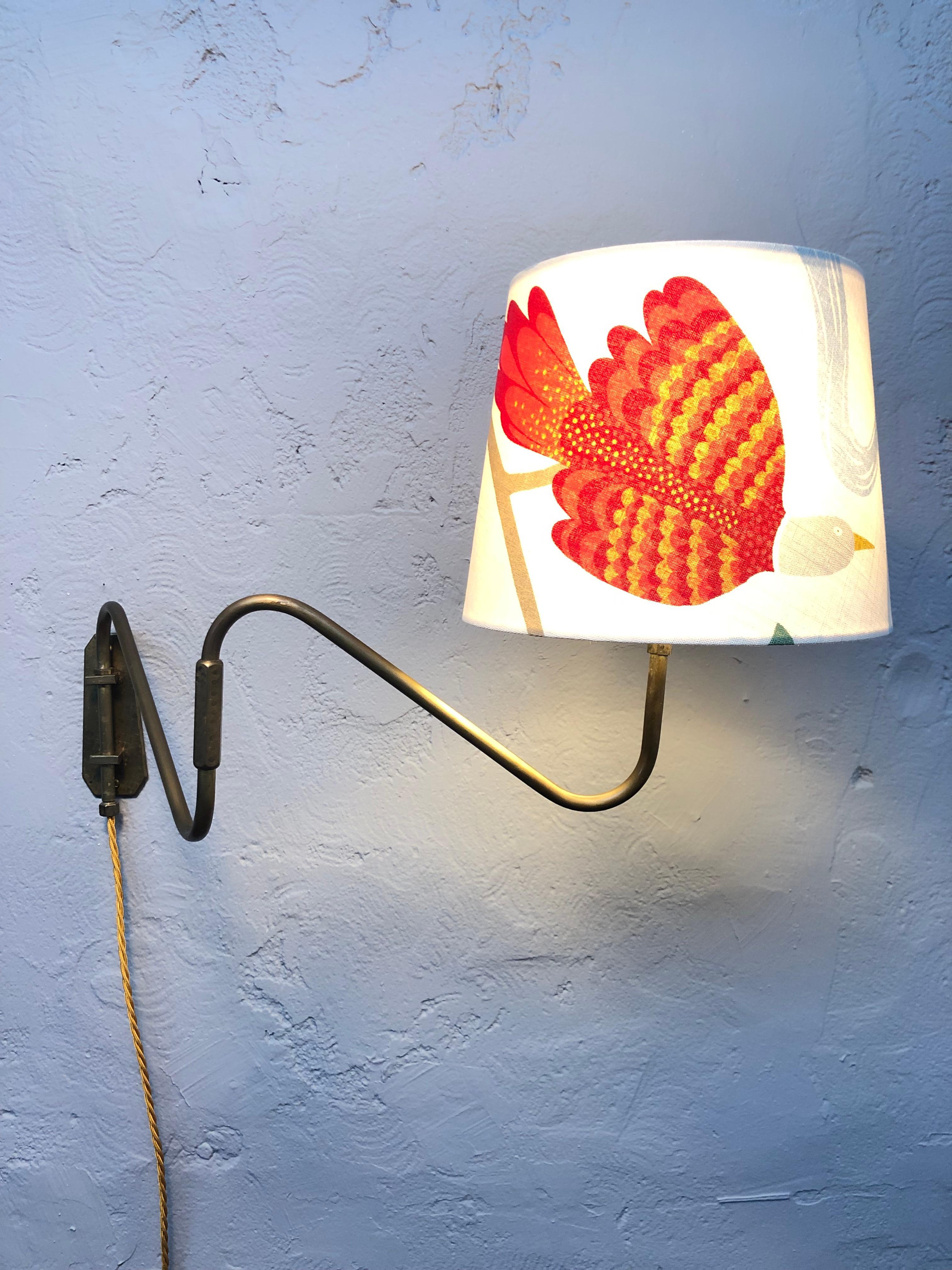 Hand-Crafted Midcentury Danish Brass Wall Lamp For Sale