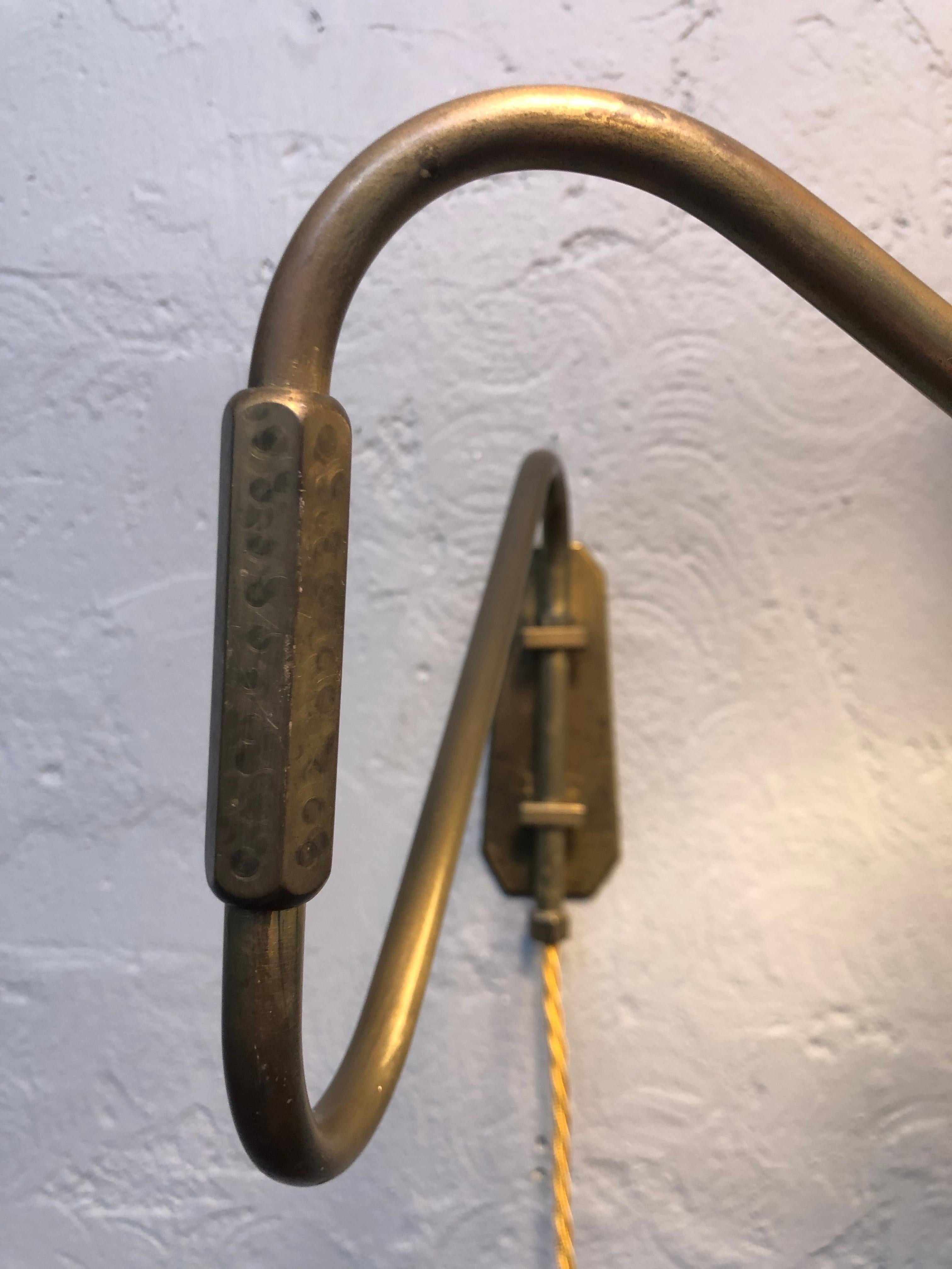 Midcentury Danish Brass Wall Lamp For Sale 3