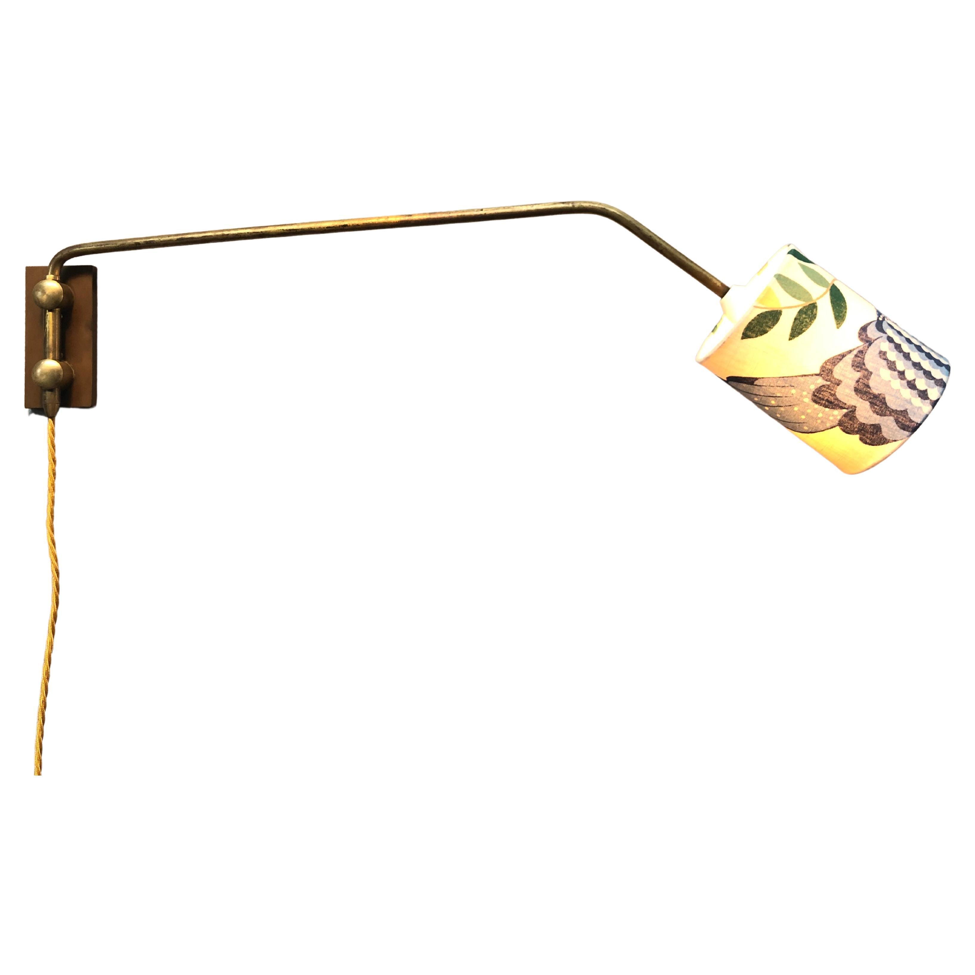 Midcentury Danish Brass Wall Lamp  For Sale