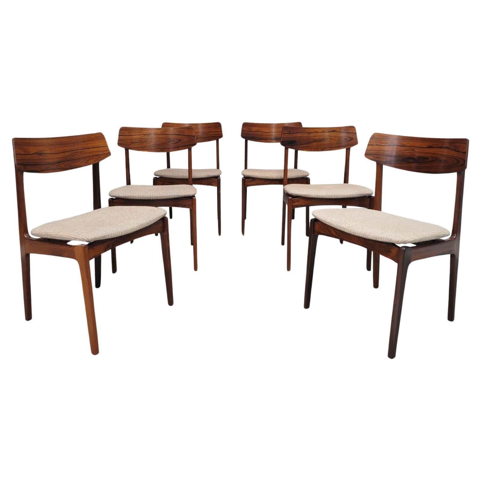 Mid-century Danish Brazilian Rosewood Chairs, Set of 6