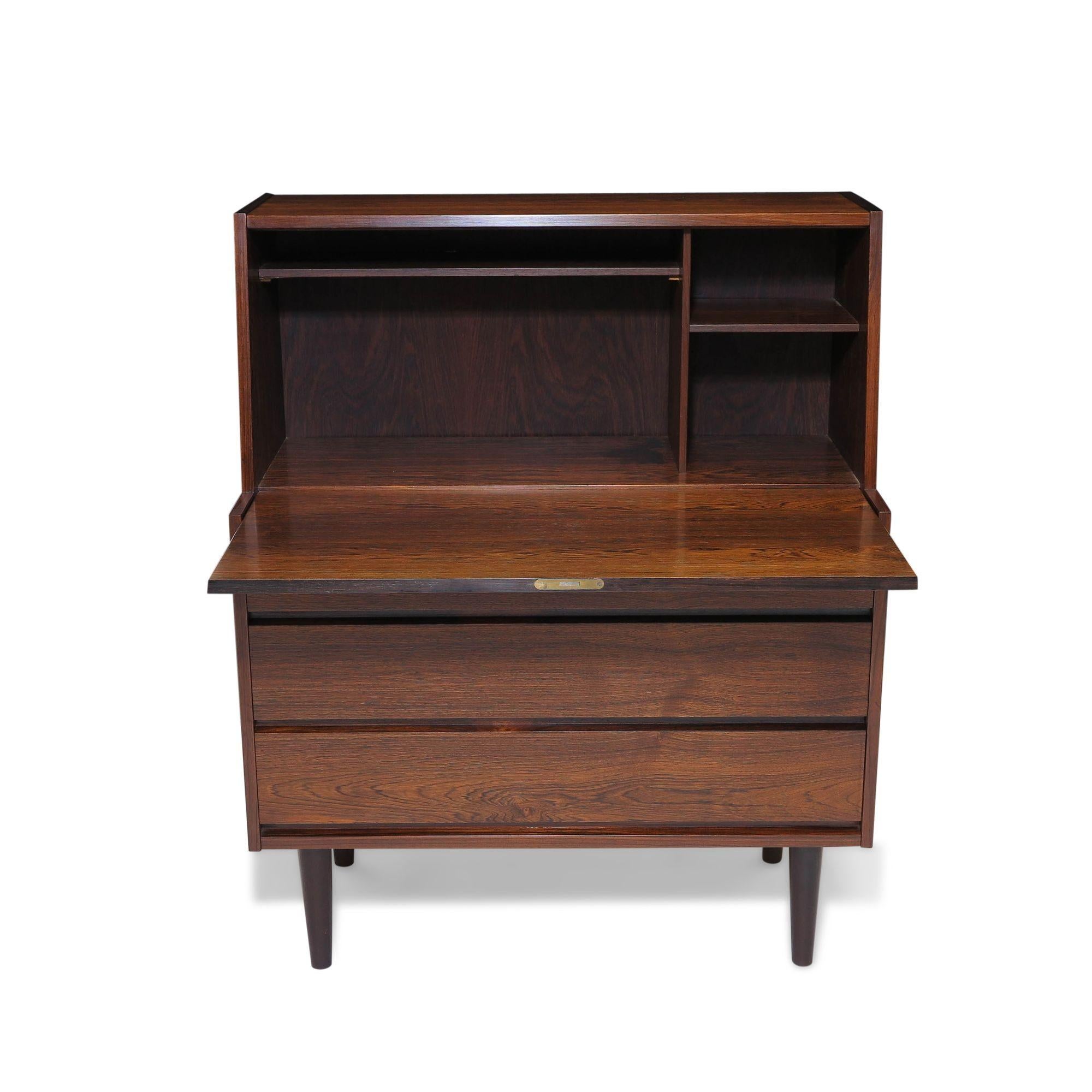 20th Century Midcentury Danish Brazilian Rosewood Secretary Desk For Sale
