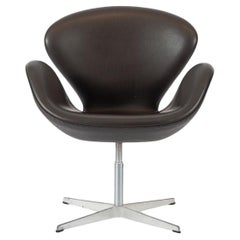 Mid Century Danish Brown Swan Chair by Arne Jacobsen for Fritz Hansen