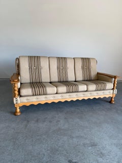 Mid Century Danish Brutalist Henning Kjaernulf Oak Sofa