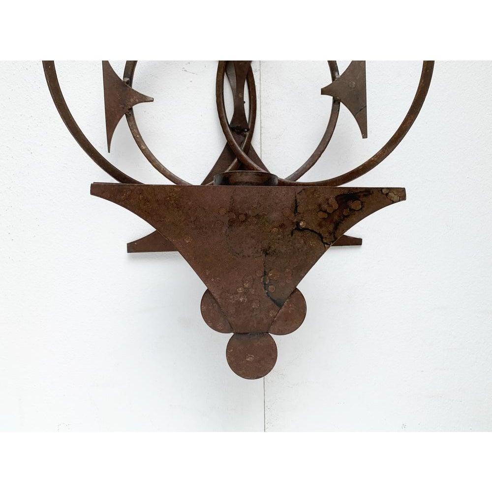 Mid-Century Danish Brutalist Metal Wall Sculpture and Candle Holder, 1960s For Sale 5