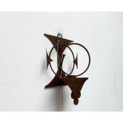 Mid-Century Danish Brutalist Metal Wall Sculpture and Candle Holder, 1960s