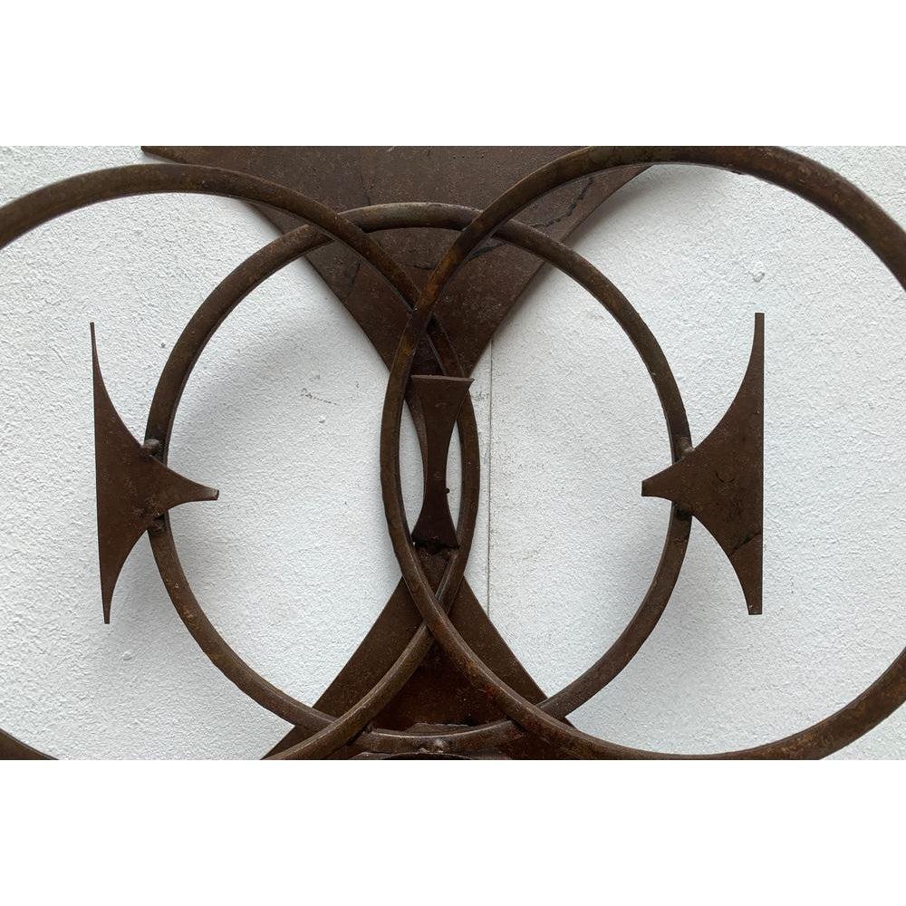 Mid-Century Modern Mid-Century Danish Brutalist Metal Wall Sculpture and Candle Holder, 1960s For Sale