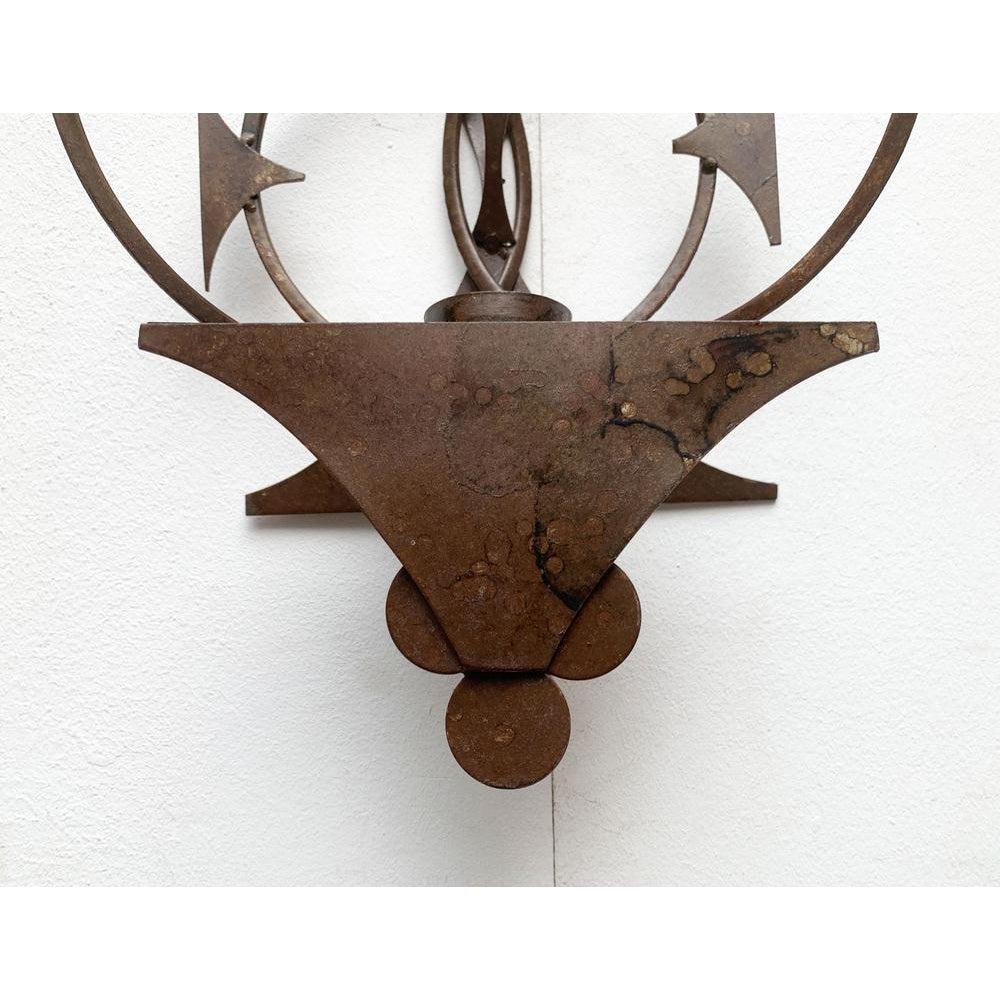 Mid-Century Danish Brutalist Metal Wall Sculpture and Candle Holder, 1960s In Excellent Condition For Sale In Hamburg, DE