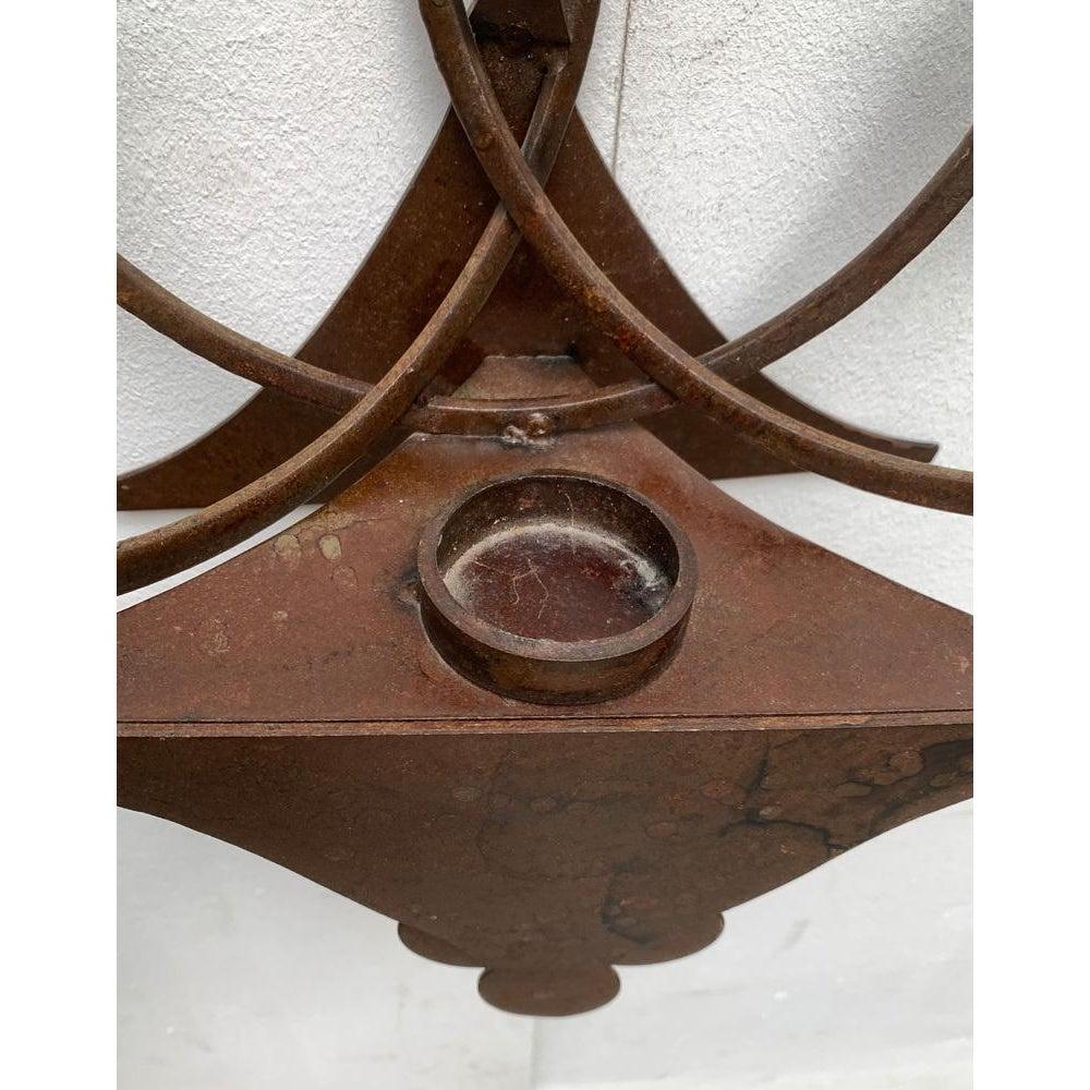 Mid-Century Danish Brutalist Metal Wall Sculpture and Candle Holder, 1960s For Sale 2
