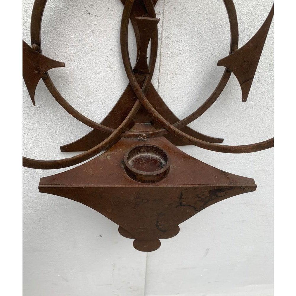 Mid-Century Danish Brutalist Metal Wall Sculpture and Candle Holder, 1960s For Sale 3