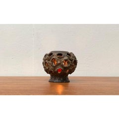 Mid-Century Danish Brutalist Pottery Candleholder from Judi Kunst, 1960s