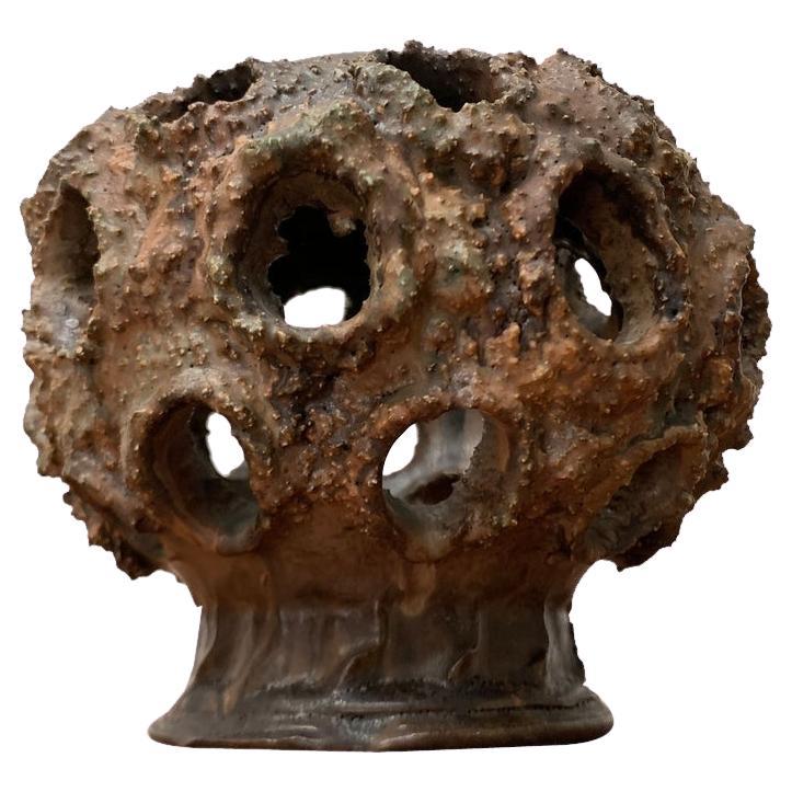 Mid-Century Danish Brutalist Pottery Candleholder from Judi Kunst, 1960s