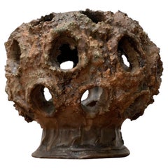 Portavelas de cerámica brutalista danesa de mediados de siglo de Judi Kunst, años 60