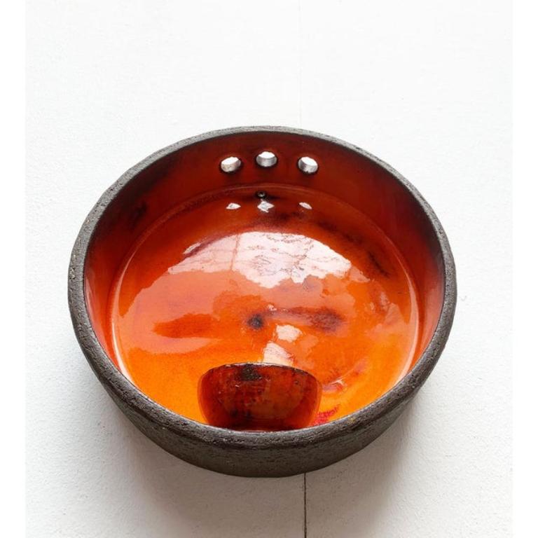 20th Century Mid-Century Danish Brutalist Studio Pottery Wall Candle Holder, 1960s For Sale
