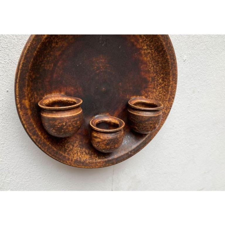 20th Century Mid-Century Danish Brutalist Studio Pottery Wall Candleholder , 1960s For Sale