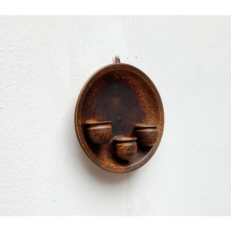 Ceramic Mid-Century Danish Brutalist Studio Pottery Wall Candleholder , 1960s For Sale
