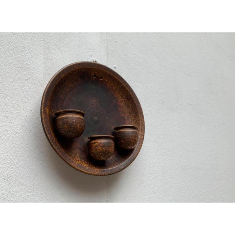 Mid-Century Danish Brutalist Studio Pottery Wall Candleholder , 1960s For Sale 2