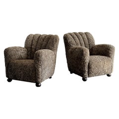 Mid-Century Danish Cabinetmaker Lounge Chairs in Sheepskin, Denmark, 1940s