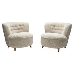 Mid-Century Danish Cabinetmaker Lounge Chairs in Sheepskin, Denmark ca 1950s