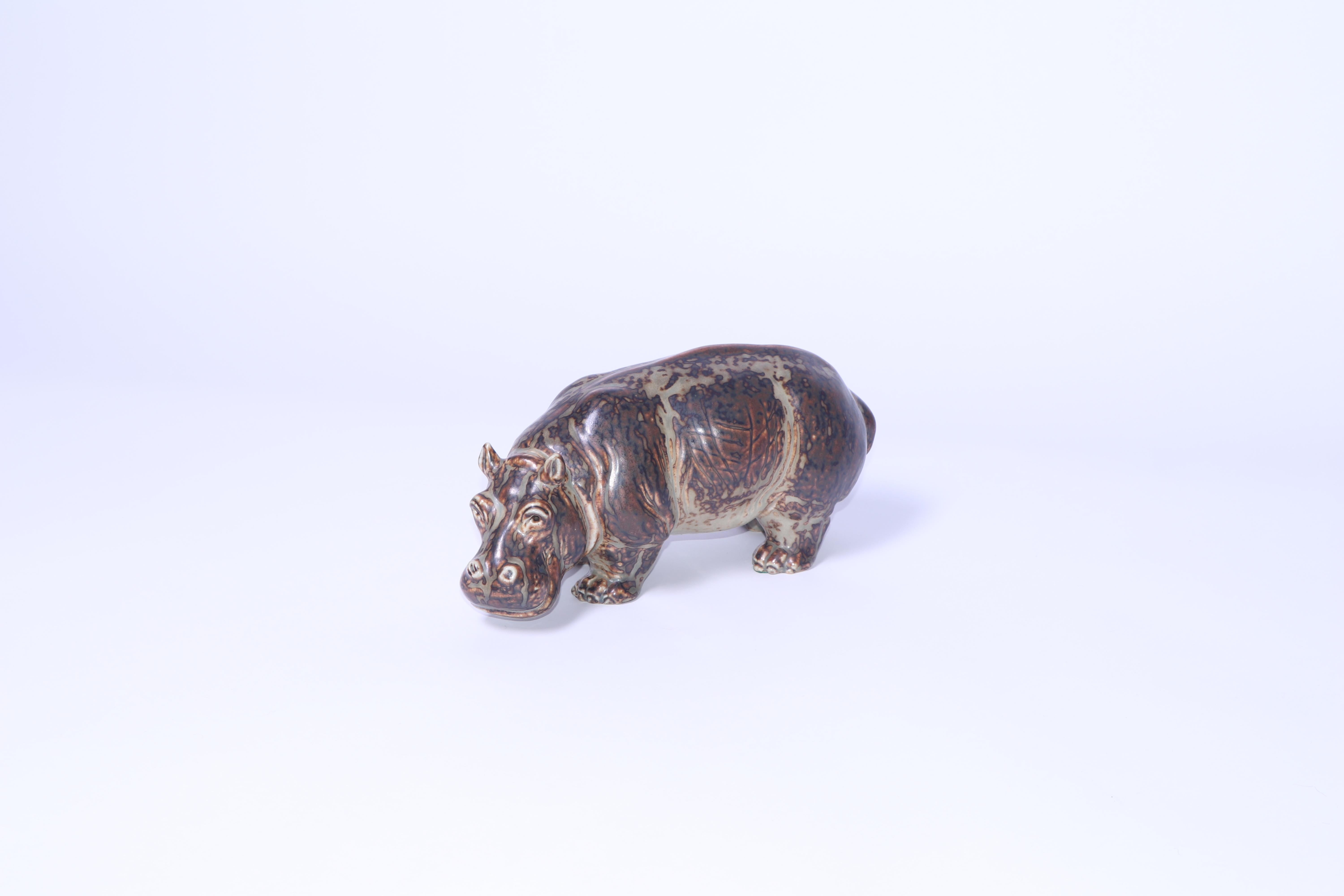 Royal Copenhagen Hippopotamus by Knud Khyn. Signed KK under the base, stamped Denmark and numbered. 