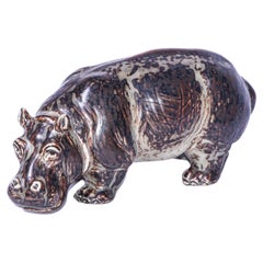 Mid-Century Danish Ceramic Hippopotamus No. 20182 Knud Kyhn for Royal Copenhagen