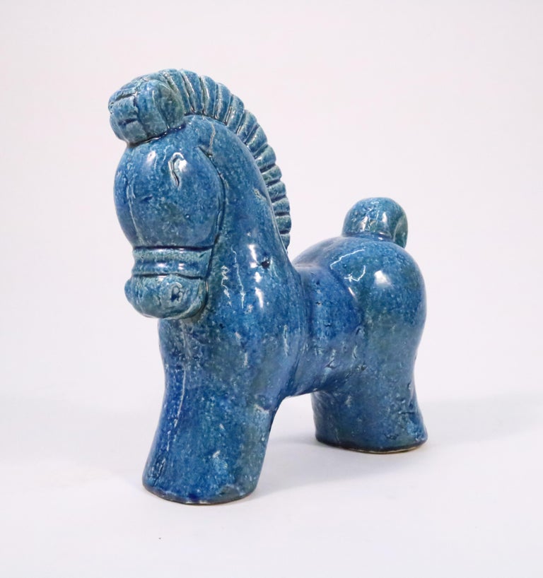 MidCentury Danish Ceramic Horse in Turquoise Glaze For Sale at 1stDibs