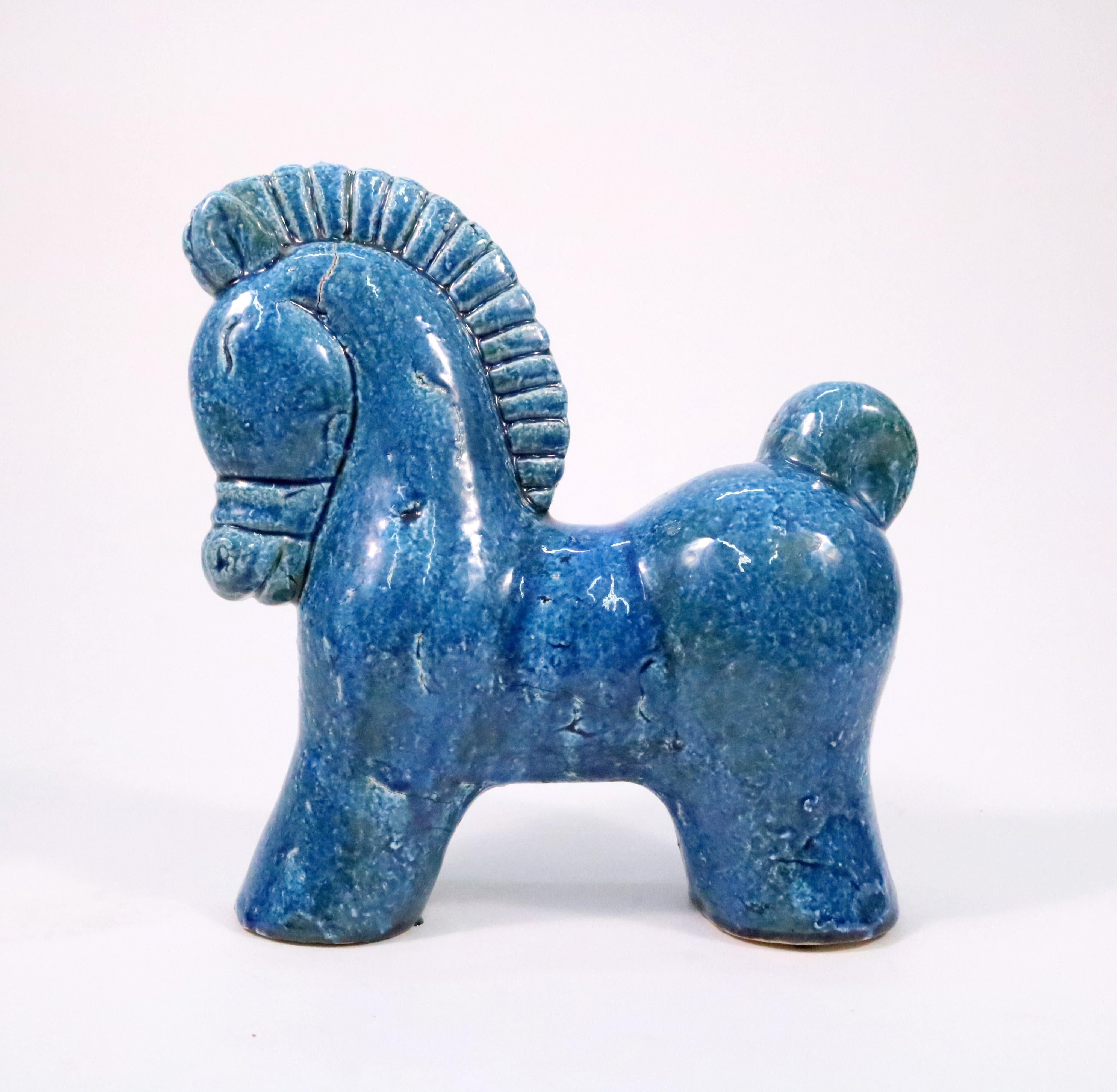 Fired Mid-Century Danish Ceramic Horse in Turquoise Glaze
