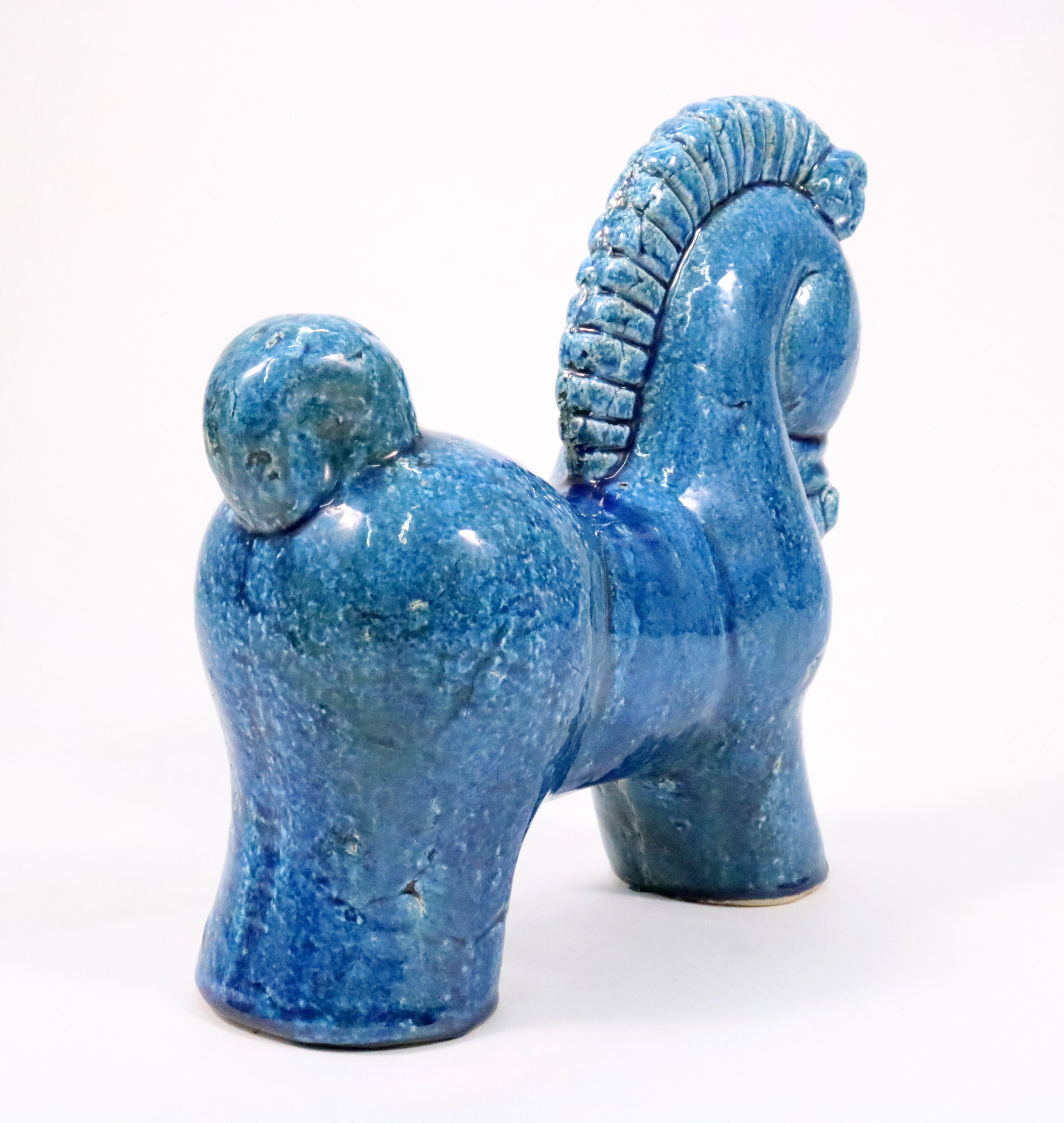 Clay Mid-Century Danish Ceramic Horse in Turquoise Glaze