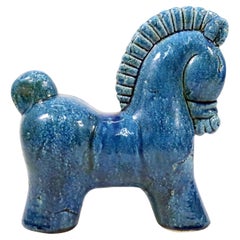 Vintage Mid-Century Danish Ceramic Horse in Turquoise Glaze