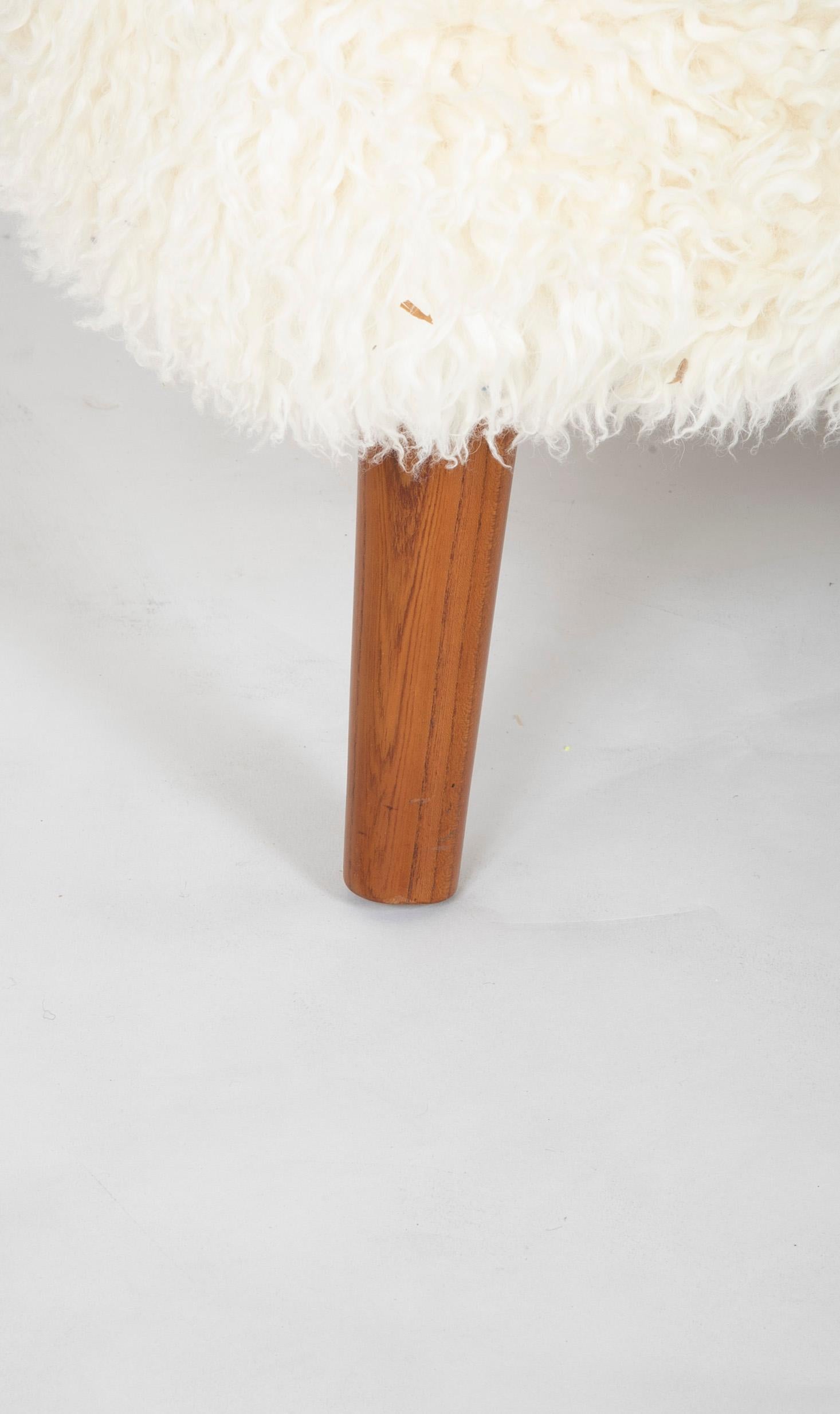 Midcentury Danish Chair of Elm Wood and Sheepskin in the Style of Arctander 3