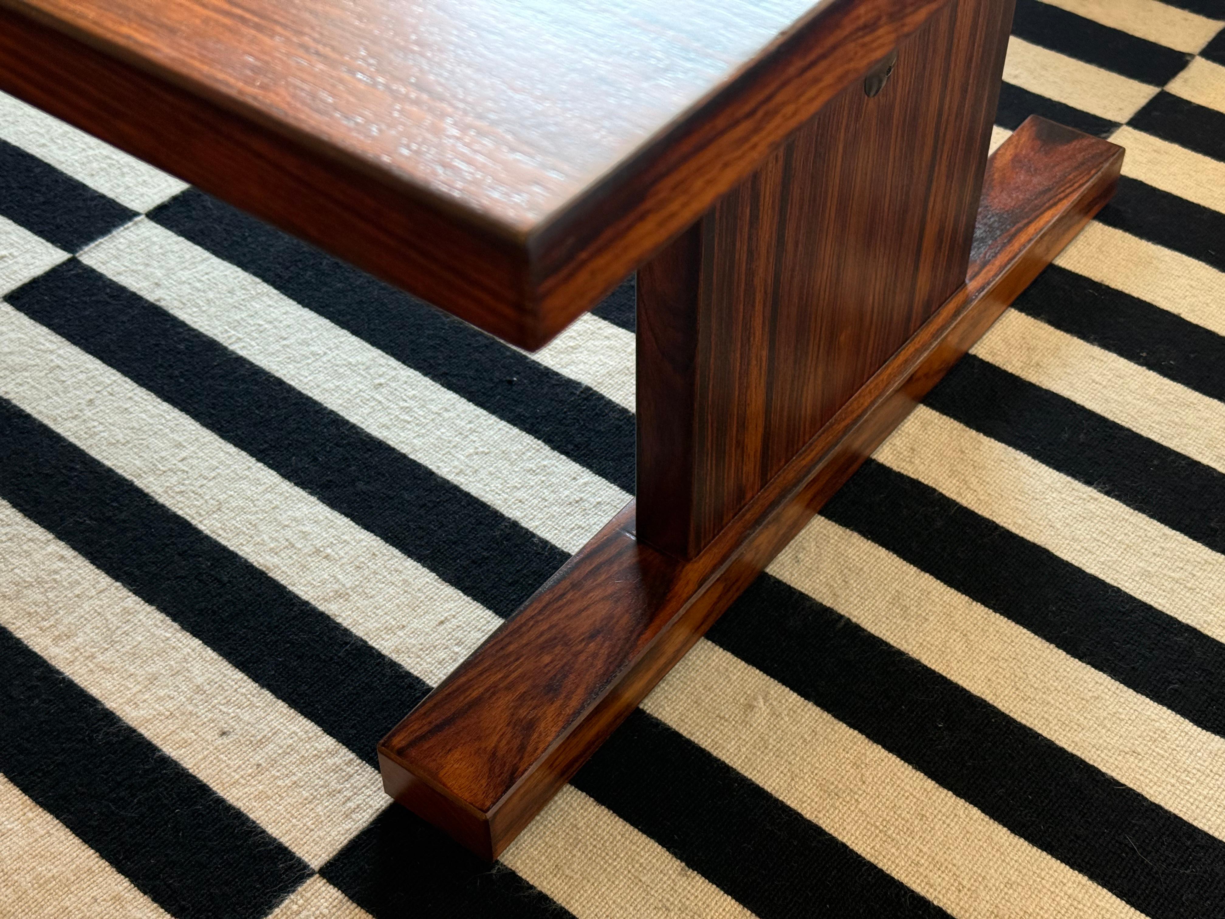 Mid-Century Danish Coffee Table with Rectangular Ceramic Tiles Center Piece For Sale 1