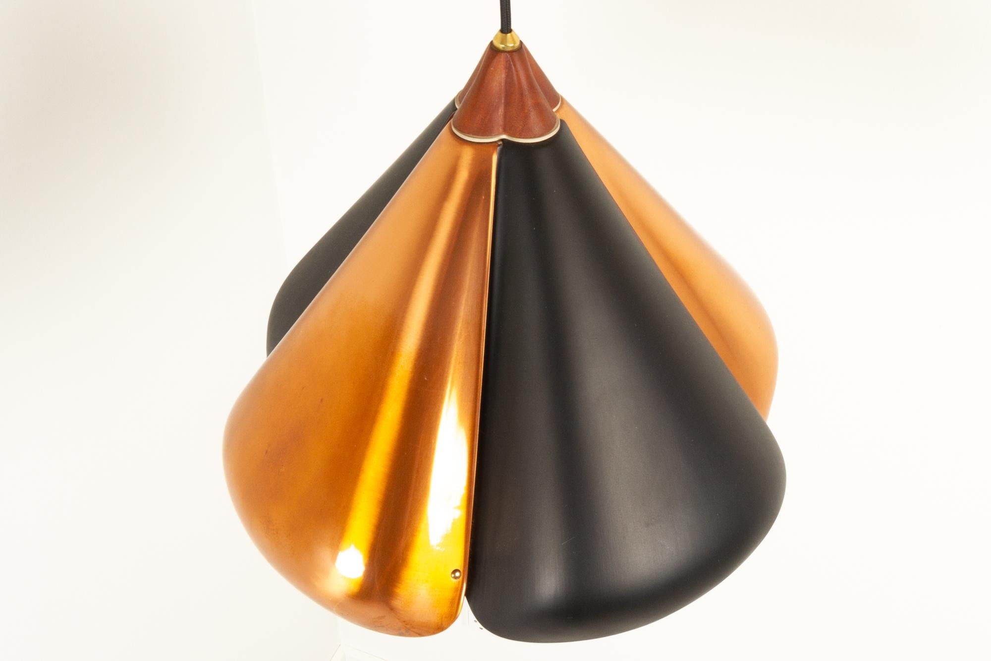 Mid-20th Century Midcentury Danish Copper and Black Pendant, 1960s For Sale