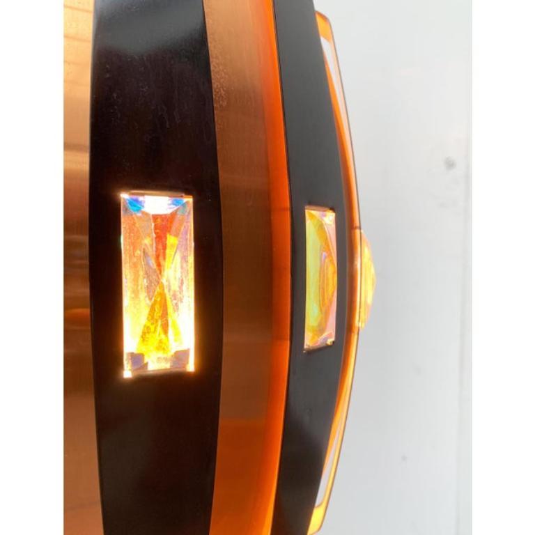 Mid-Century Danish Copper & Black Metal and Prism Pendant Lamp, 1970s For Sale 3