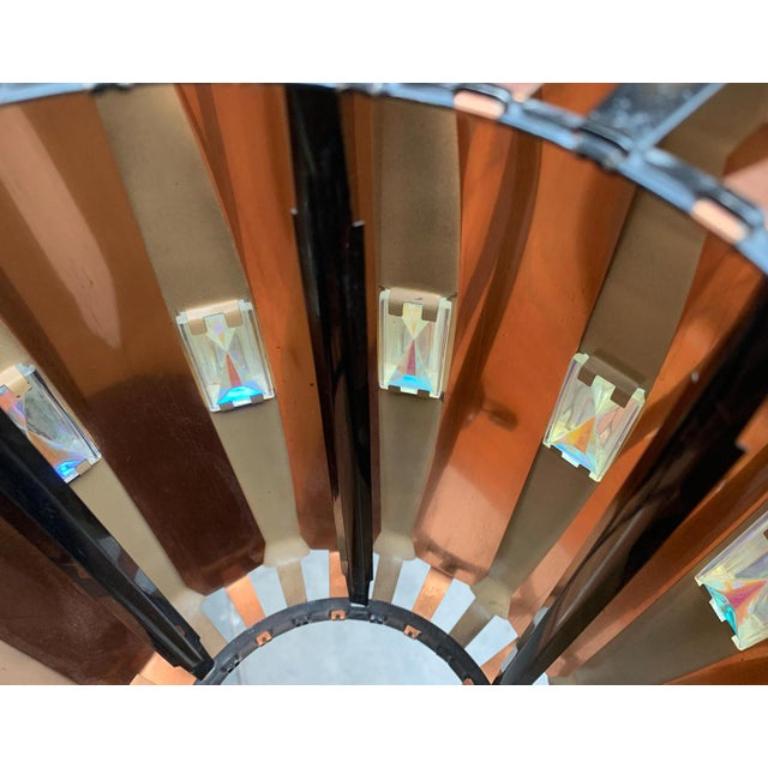 Mid-Century Danish Copper & Black Metal and Prism Pendant Lamp, 1970s For Sale 4