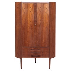 Vintage Mid Century Danish Corner Bar Cabinet Teak Wood, 1960s