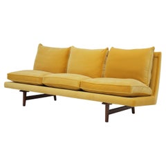 Mid Century Danish Cotton Velvet Walnut Frame Sofa by Jens Risom, 1960s.