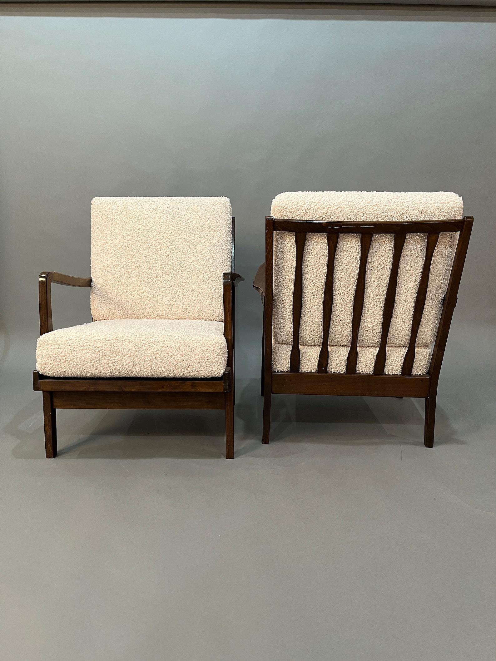 Late 20th Century Mid Century danish curate Pair lounge chairs