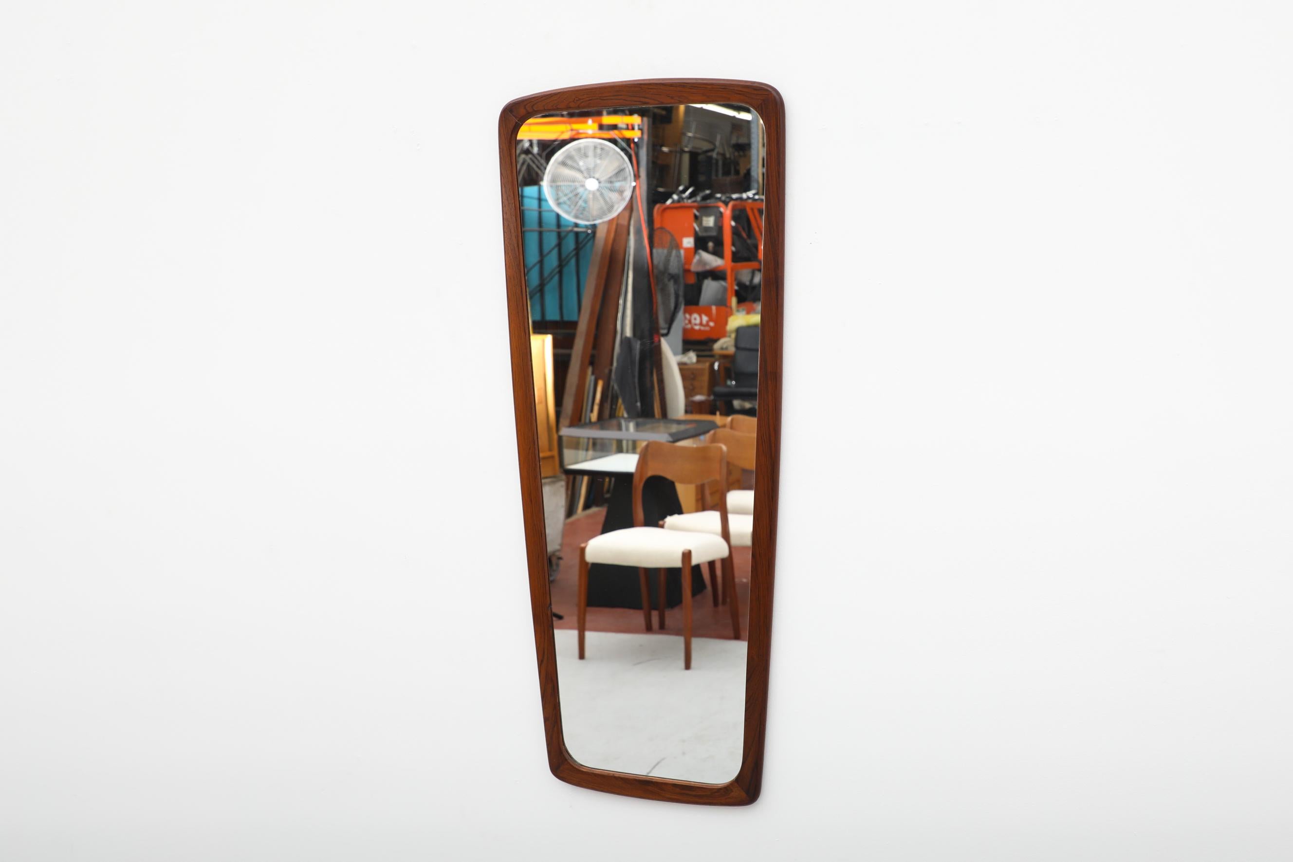Mid-Century Modern Mid-Century Danish Dark Oiled Oak Trapezoidal Mirror with Rounded Edges  For Sale