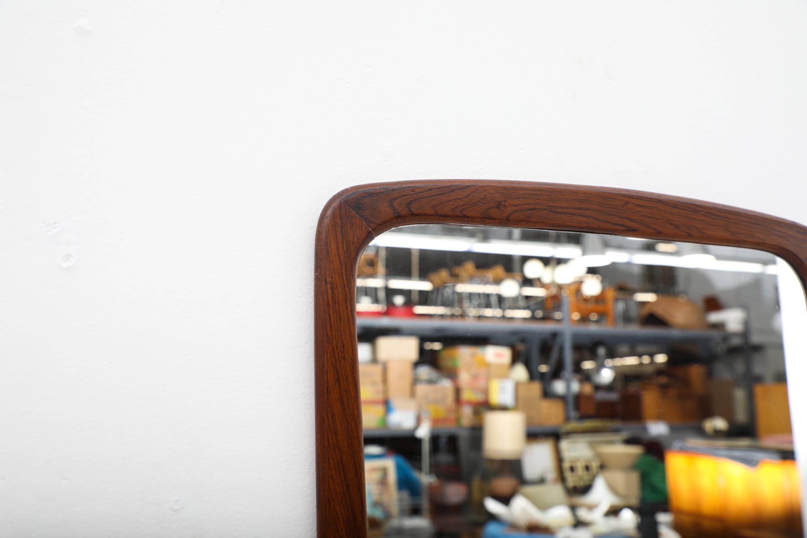 20th Century Mid-Century Danish Dark Oiled Oak Trapezoidal Mirror with Rounded Edges  For Sale