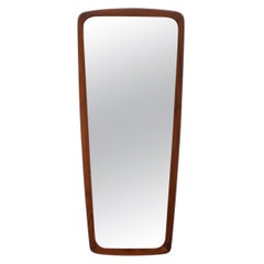 Mid-Century Danish Dark Oiled Oak Trapezoidal Mirror with Rounded Edges