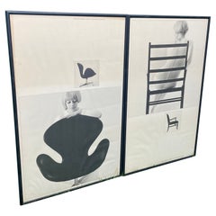 Werbeplakats für dänische Designmöbel aus der Mitte des Jahrhunderts von Paul Salomonsen