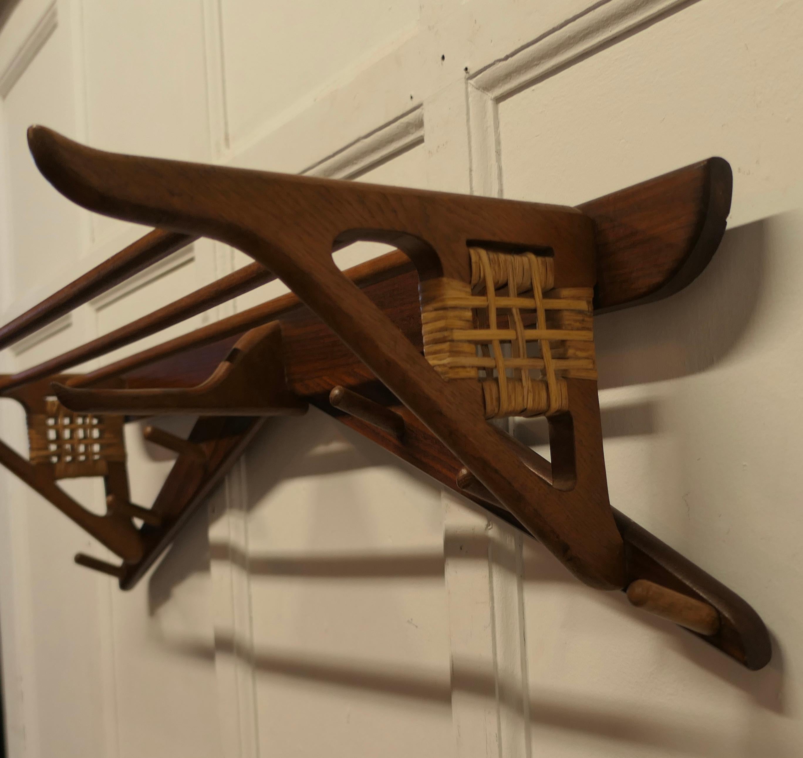 20th Century Mid-century Danish Design Solid Teak Hall Rack Coat Hanger    For Sale