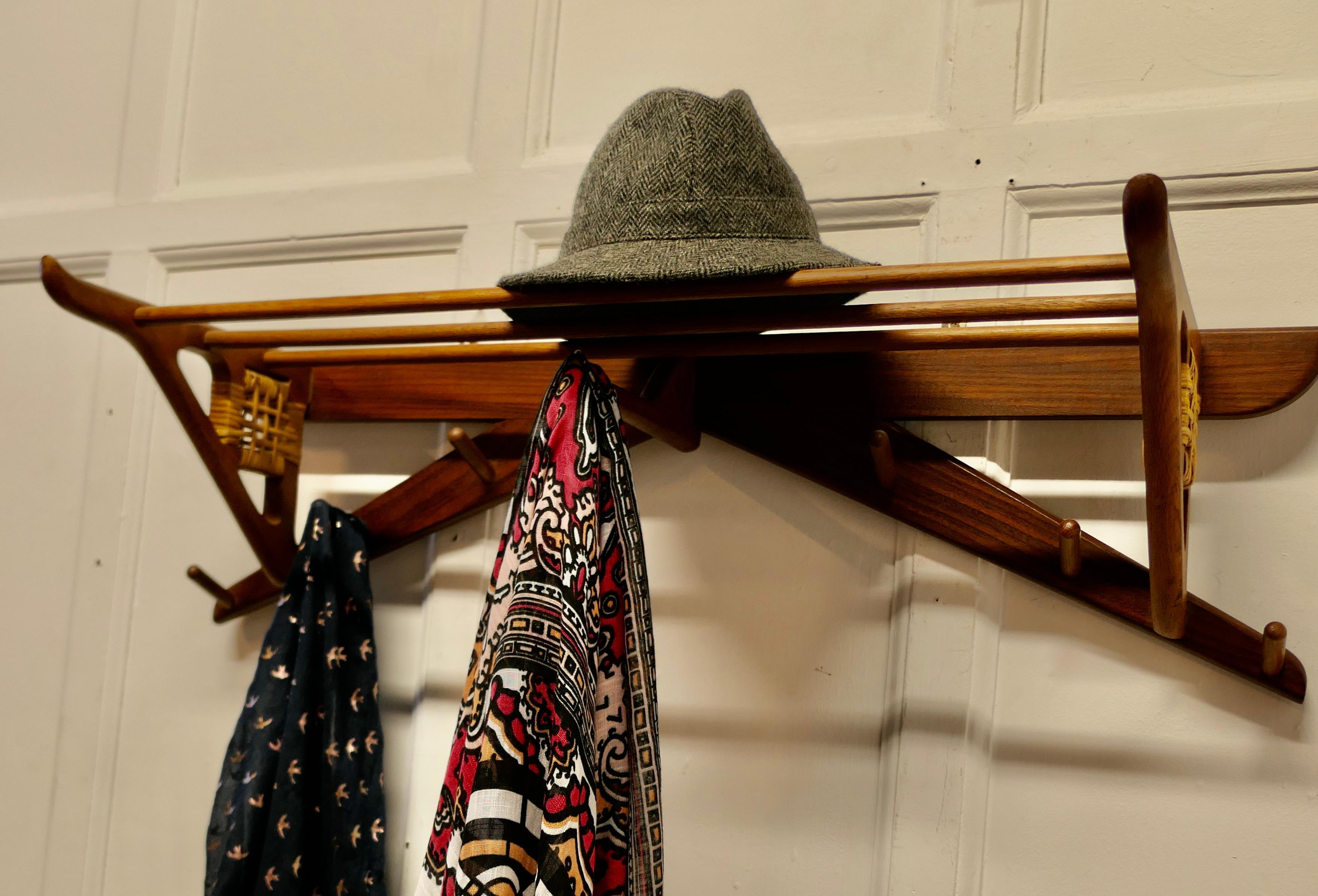 Mid-century Danish Design Solid Teak Hall Rack Coat Hanger    For Sale 2