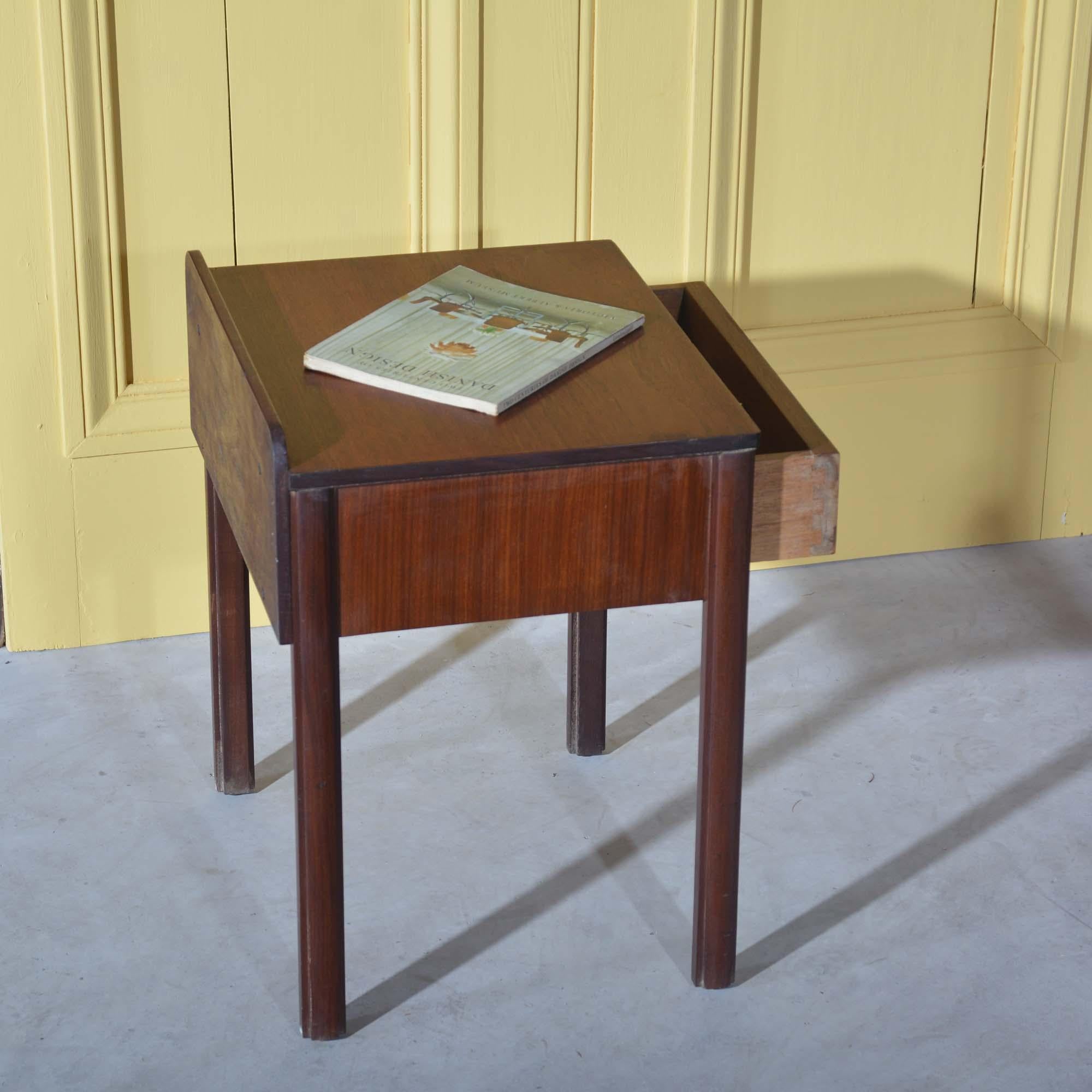 Teak Mid-century Danish design teak bedside table, retailed by Heals and Co For Sale