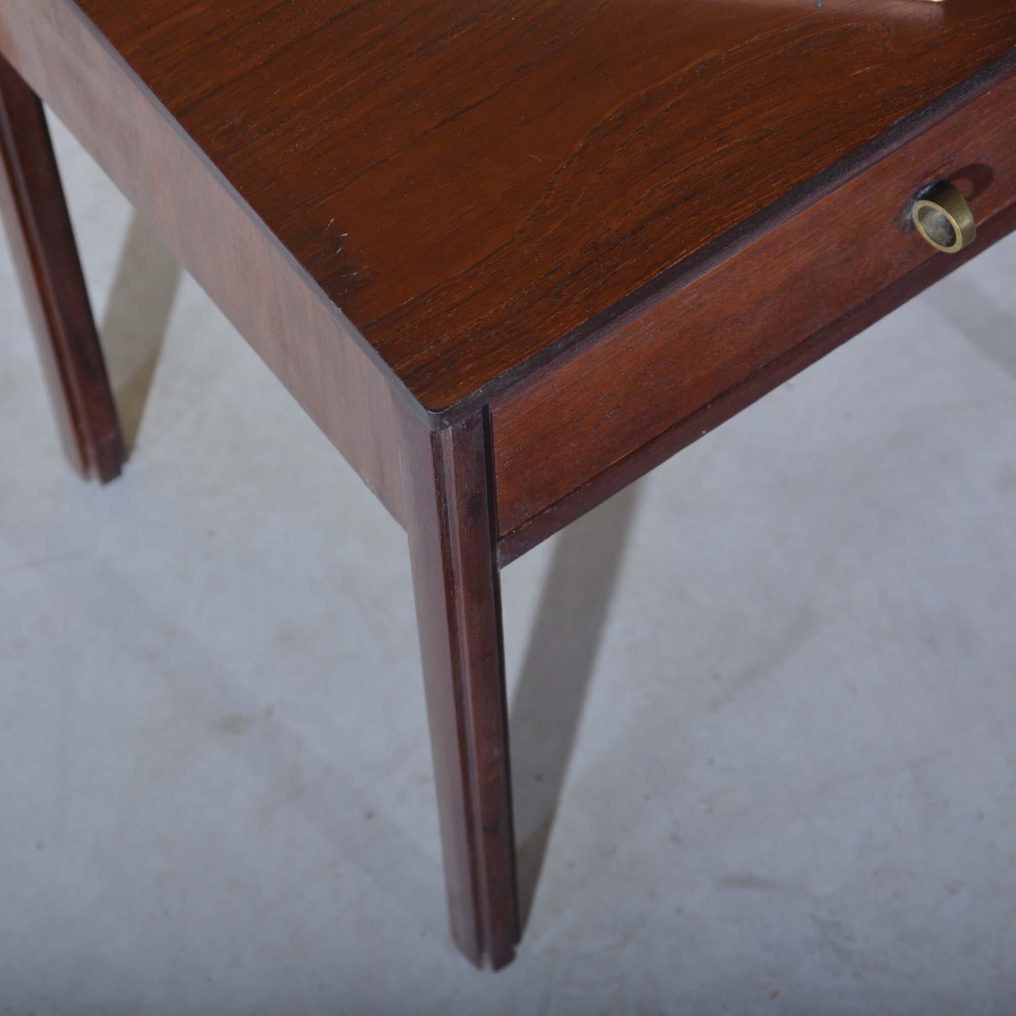 Mid-century Danish design teak bedside table, retailed by Heals and Co For Sale 3