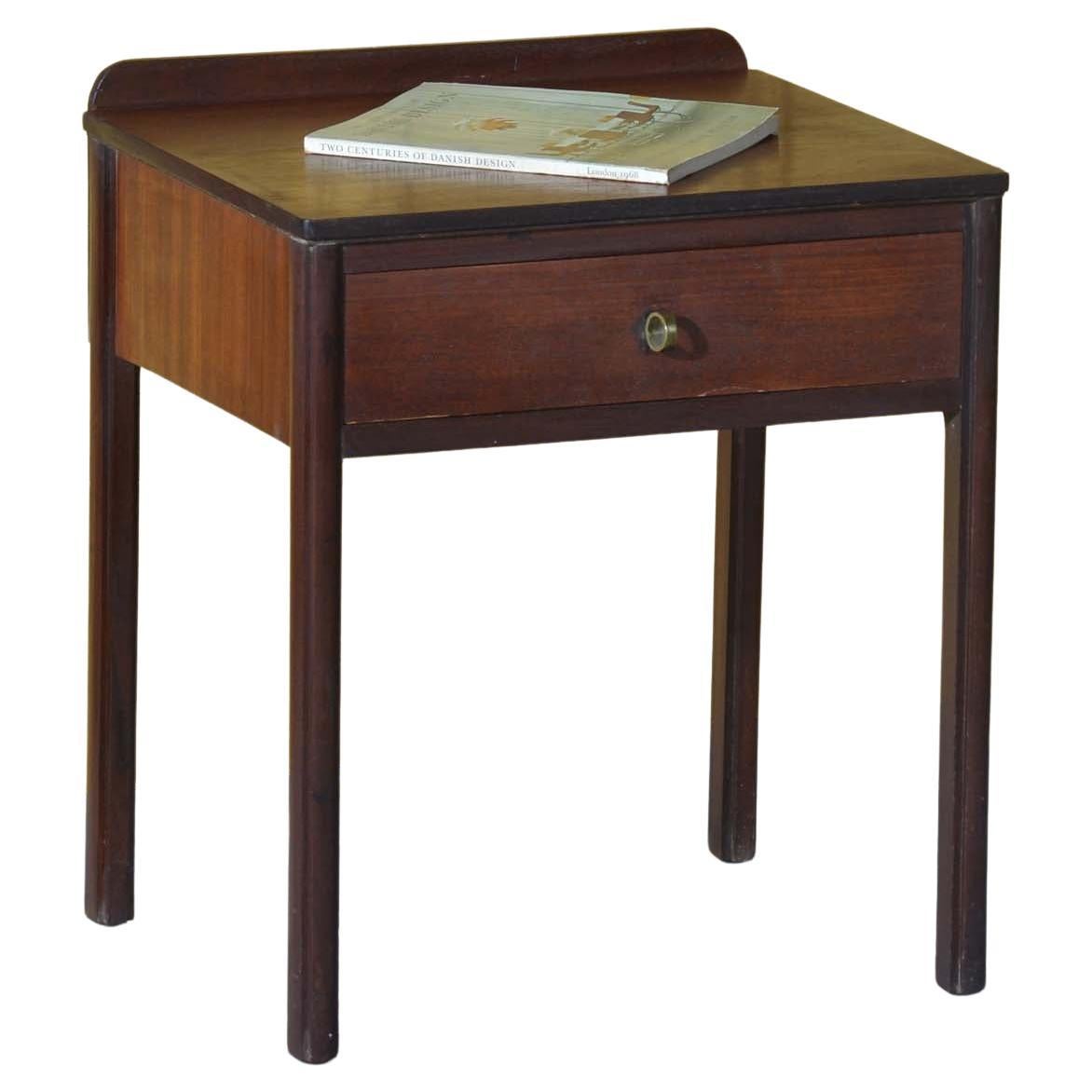 Mid-century Danish design teak bedside table, retailed by Heals and Co