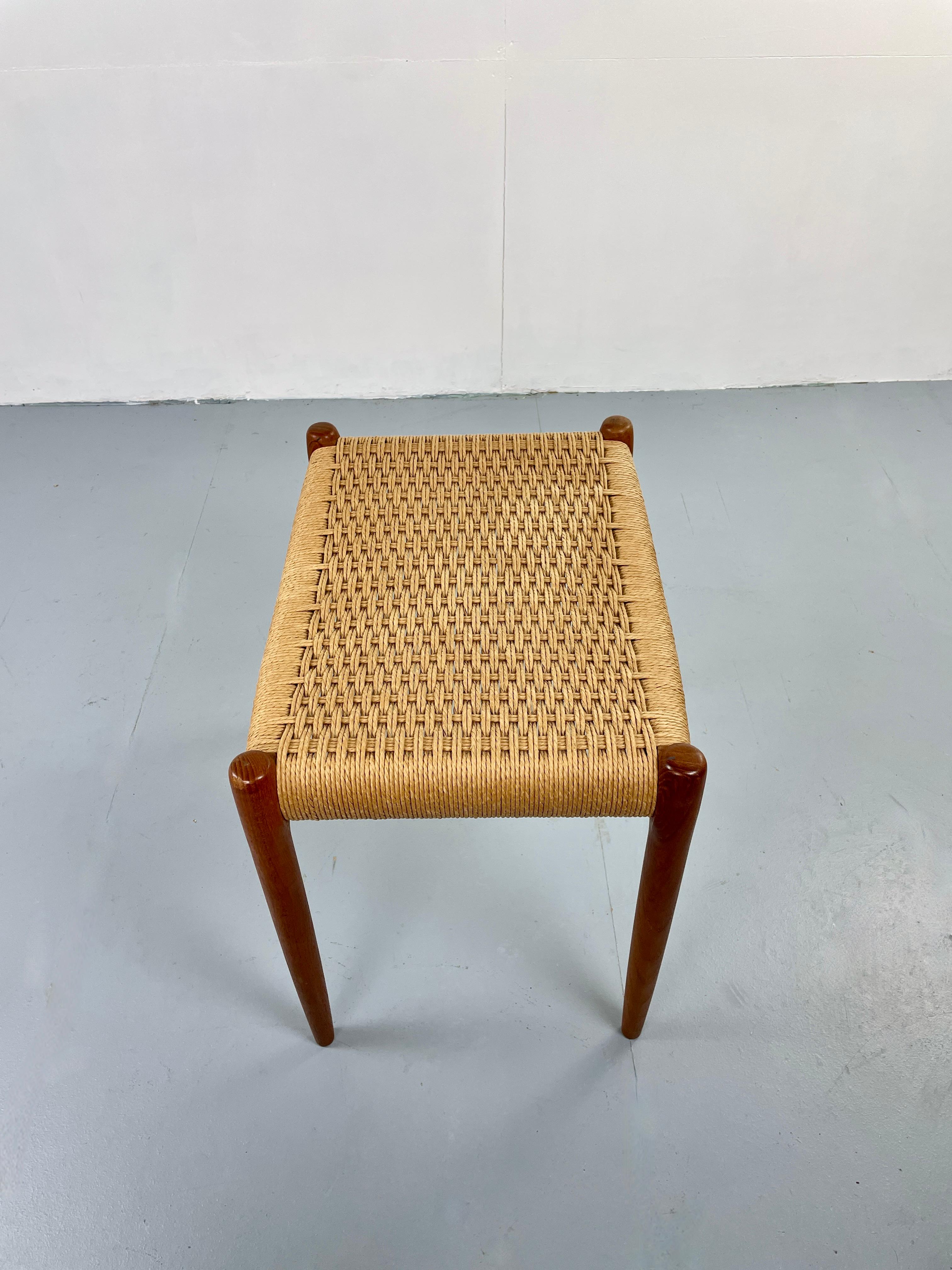 Mid-Century Modern Mid Century Danish Design Teak Stool Papercord Niels O. Møller for J. L. Moller