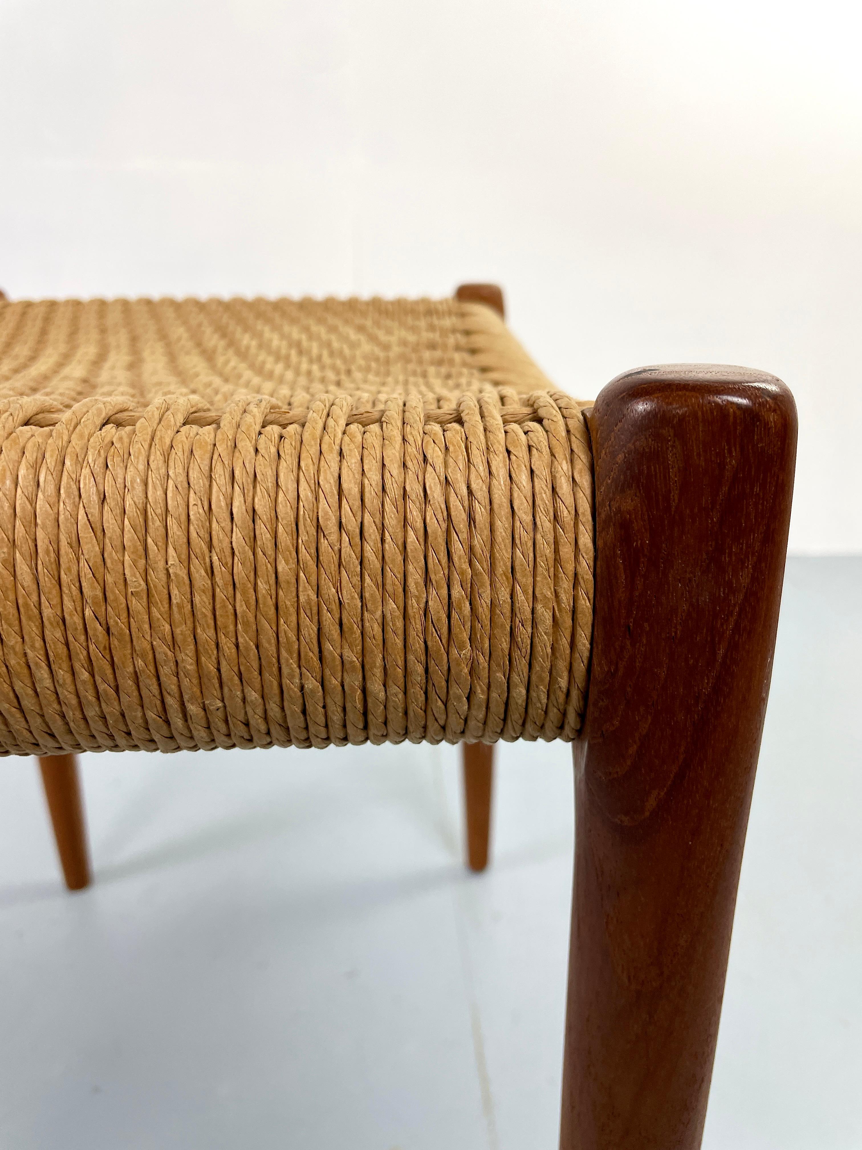 Mid-20th Century Mid Century Danish Design Teak Stool Papercord Niels O. Møller for J. L. Moller