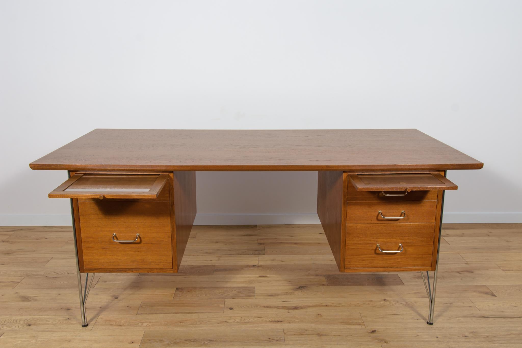  Mid-Century Danish Desk in Teak and Chrome by Heinrich Roepstorff, 1970s 8