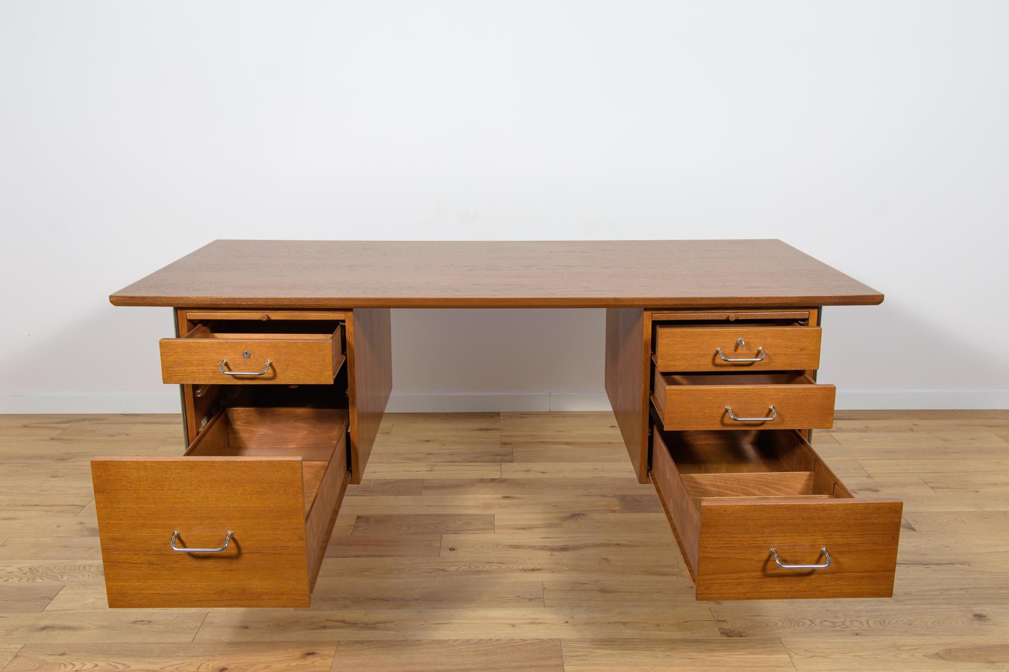  Mid-Century Danish Desk in Teak and Chrome by Heinrich Roepstorff, 1970s 2