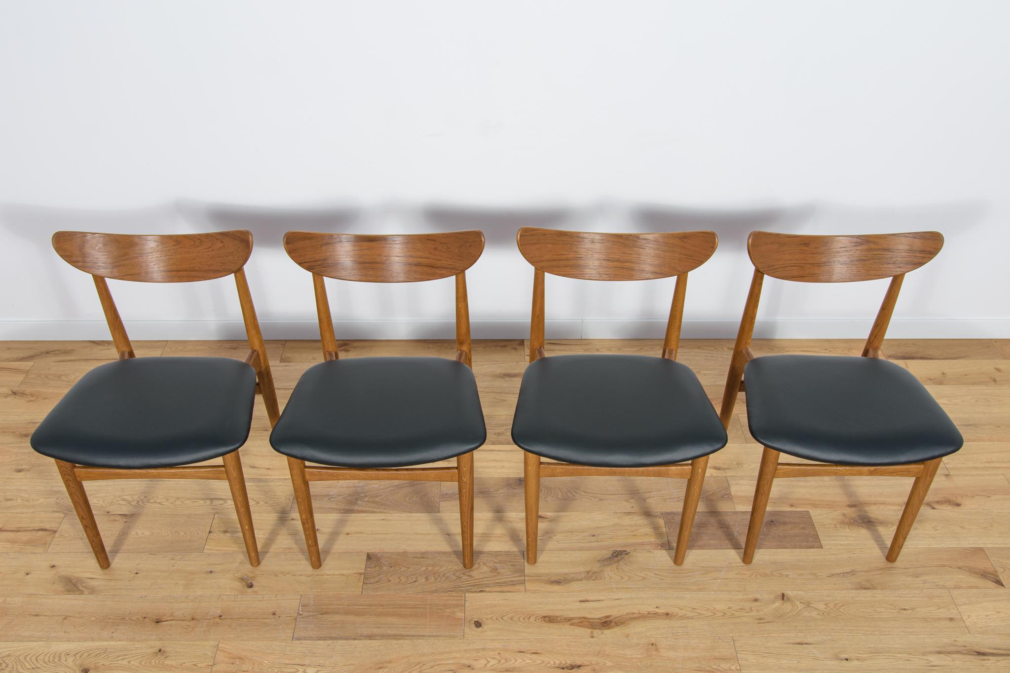 Mid-Century Modern Chaises de salle à manger danoises du milieu du siècle, 1960, ensemble de 4 en vente